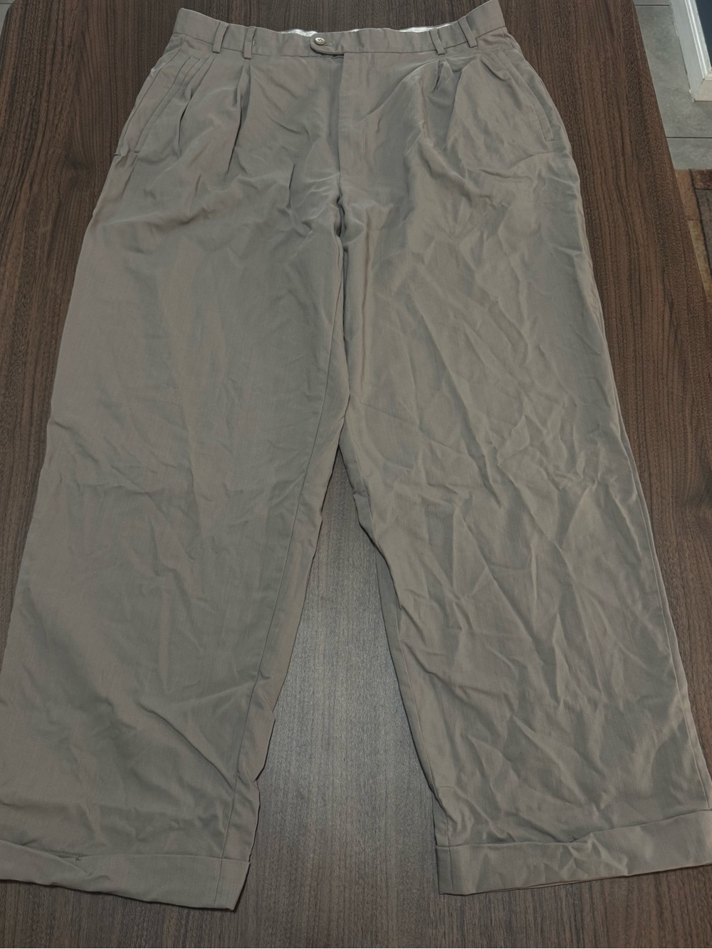 Zanella Men's Pants Gray Pleated Cuffed Italy Size 36